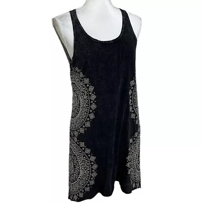 Women’s Vocal Dress Sleeveless Rhinestone Boho Casual Biker Washed Black Size L • $22