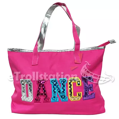 Youth Girls Dance Swim Tote Bag Ballet Pack Multicolored Dance Print Pink Silver • $15.99