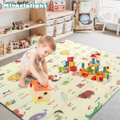 2 Sided Baby Foam Play Mat Foam Crawling Soft Blanket Cartoon Waterproof Picnic • £9.95