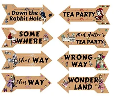 Alice In Wonderland Party Decor Vintage Style Arrow Signs Mad Hatters Tea Par... • $22.68