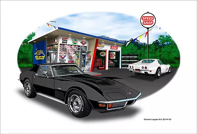 1971 Corvette Stingray Muscle Car Art Print - 10 Colors • $34.99