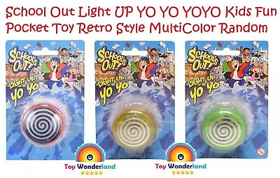 School Out Light UP YO YO YOYO Kids Fun Pocket Toy Retro Style MultiColor Random • £4.99