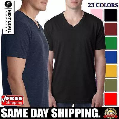 Next Level Apparel Men's 4.3 Oz. CVC V-Neck Short Sleeves T-Shirt 6240 S-2XL • $8.29