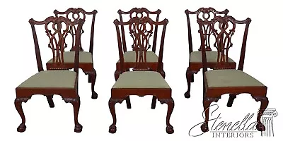 L60239EC: Set Of 6 FEINBERG Carved Mahogany Chippendale Dining Room Chairs • $2395