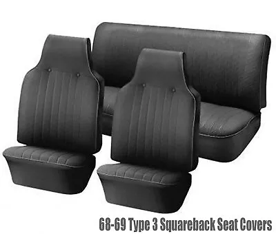 1968 - 1969 VW Type 3 Squareback Seat Upholstery Black Basket Weave • $416.53