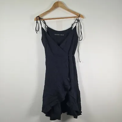 Backstage Womens Wrap Dress Size 2XS Linen Blend Navy Blue Sleeveless 127.64 • $19.96