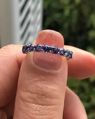 2Ct Round Lab-Created Tanzanite Half Eternity Wedding Band 14K White Gold Plated • $105.29