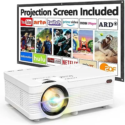 QKK AK-81 6000 Lumens Mini Projector With Projection Screen WIFI 1080P • £59.90