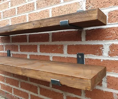 Rustic Reclaimed Wooden Shelf Industrial Shelves Mantle Free Metal Brackets  • £32.99