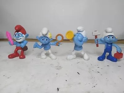 SMURFS FIGURES McDonalds Happy Meal Toys 2013 Peyo - Lot Of 4 Papa Smurf Handy • $9