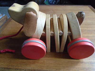£5 • Buy Vintage Wooden Pull Along Toy Dog