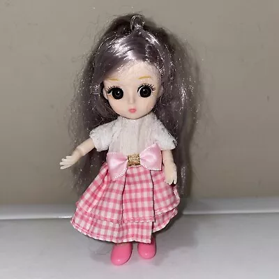 BJD Mini 5” Girl Doll Silver Gray Hair Small Unknown Brand Plastic Ball Joint • $17.99