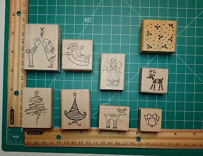 9 New Wood Mounted Rubber Stamps Peddler's Pack A Muse Artstamps Etc. • $4.50