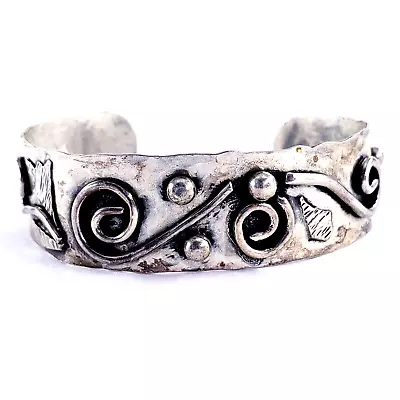 Native Vintage Sterling Silver 6  Swirl Cuff Bracelet Womens Navajo Zuni Hopi • $100