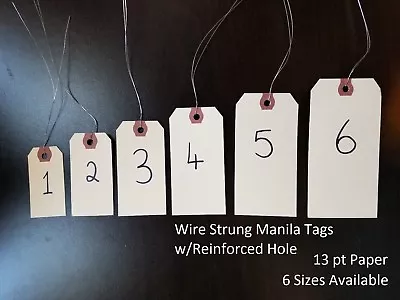 Wired Manila Tag Reinforced Inventory Shipping Hang Label Stock Size 1 2 3 4 5 6 • $9.79