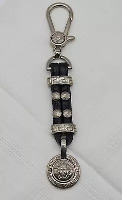 Vintage Gianni Versace Black Leather Keychain Bag Charm Rare • $250