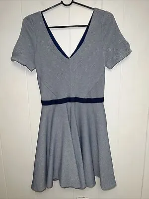 $22.80 • Buy Z Spoke By Zac Posen Blue Tweed Double V-neck Dress Short Sleeve Size 8