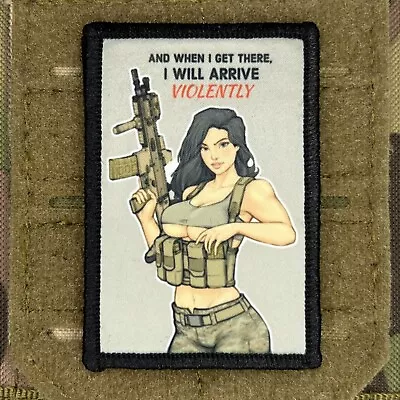 Arrive Violently Gun Patch / Military Badge Tactical Hook & Loop 382 • $8.99