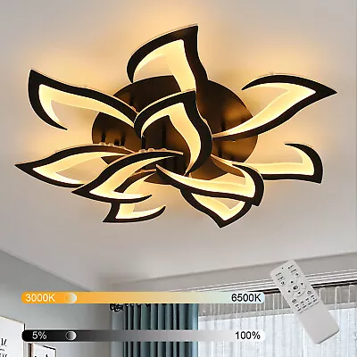 70W Dimmable LED Ceiling Light Flower Modern Chandelier Living Room With Remote • £59.99
