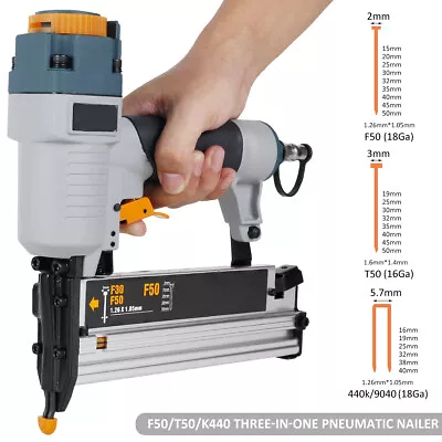 £45.99 • Buy 3-IN-1 Air Nailer Stapler Nail Gun 18 Gauge Brad Nails Pneumatic Powered Tool UG
