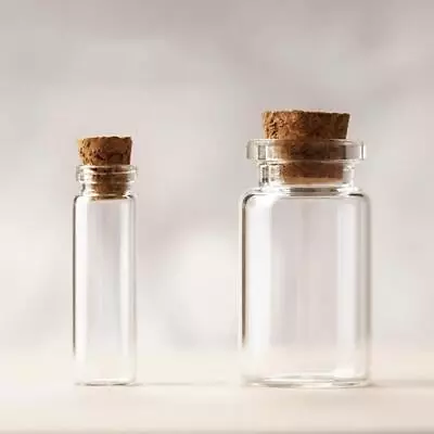 5 Sizes Small Glass Bottles With Cork Stopper Tiny US Jars Vials Containers • $1.04