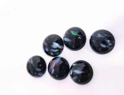 24 Vintage 18mm West German Glass Black Opal Confetti Cabochons 24 • $6.95