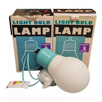 £35 • Buy Pair Rex Ceiling Lights 'Light Bulb Blue Cable Fabric Retro Design Ceiling New
