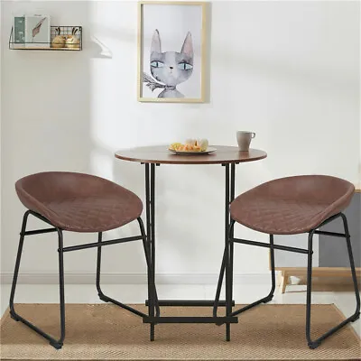 $59.94 • Buy 2PCS Industrial Leather Armless Bar Chairs Kitchen Stools Counter Height Stool