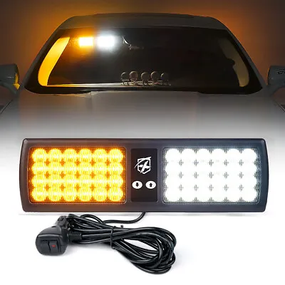 Amber White 48 LED Visor Strobe Light Windshield Flash Emergency Traffic Warning • $21.56
