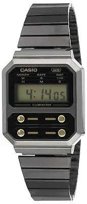 Casio Men's Watch Vintage Digital Black Dial A100WEGG-1A2DF Gun Metal Black • $79