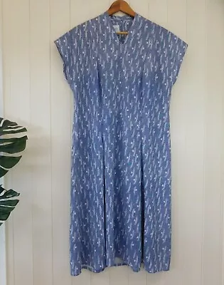 Vintage Deane's Cap Sleeve Shift Dress Size 18 Blue V-neck Knee Length • $4.96