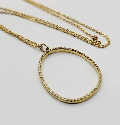 Vintage Pendant Necklace Gold Tone Crystal Elegant 16 In Delicate • $14.39
