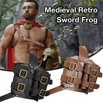 Leather Medieval Sword Frog Belt Hanger Rapier Renaissance Knight Cosplay Hobby • $18.08