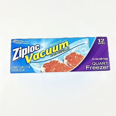 $26.98 • Buy Ziploc Vacuum Bag Refills Quart Size Freezer 12 Bags Brand New For Use With Pump