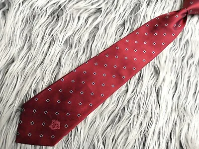 VERSACE MEN'S RED BLUE WHITE SMALL SQUARES MEDUSA SILK NECKTIE 3  Wide • $77