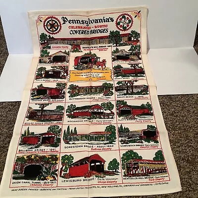 Kay Dee Linen Tea Towel Wall Hanging Pennsylvania Covered Bridges Vintage New • $10