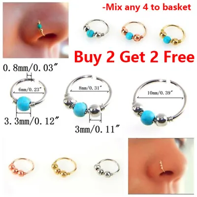 £0.99 • Buy  Nose Ring Nose Lip Hoop With Ball Cartilage Tragus Ear Piercing Surgical Steel