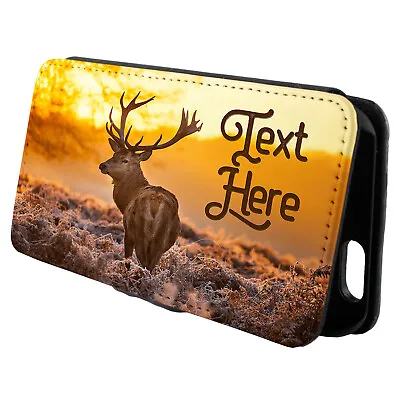 Personalised Stag Deer IPhone Case Custom Flip Phone Cover Wallet Gift ST758 • £12.95