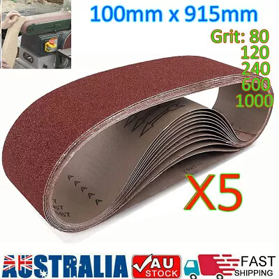 5X 100mm X 914mm 915mm Sanding Belt Mixed Grit 80 120 240 600 1000 Cloth Backed • $20.99