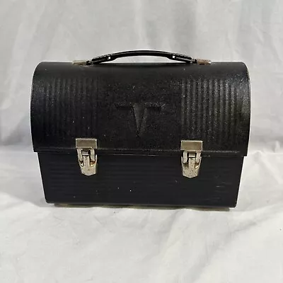 Vintage Black Metal THERMOS Lunchbox V Dome Made In USA • $15.69