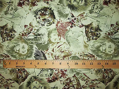 Jungle Animals Lions Tiger Zebra Elephant Cotton Fabric Fq Oop • $2.85