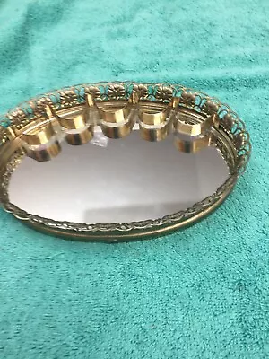 JEWELRY TRAY WITH 5 LIPSTICK HOLDERS + MIRROR VINTAGE ORGANIZER 7 X 5 INCHES • $28.98