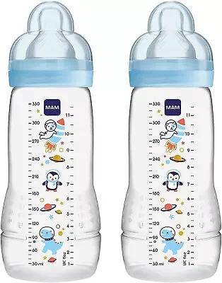 MAM Easy Active Baby Bottle Fast Flow Twin Pack - 330ml X 2 UK • £15.99