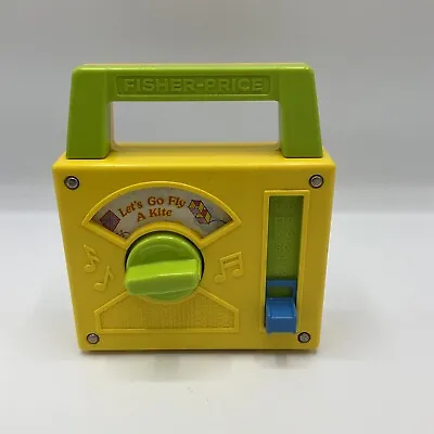 Vintage 1978 Fisher Price Yellow Wind Up Radio “let's Go Fly A Kite” Music Box • $19.95