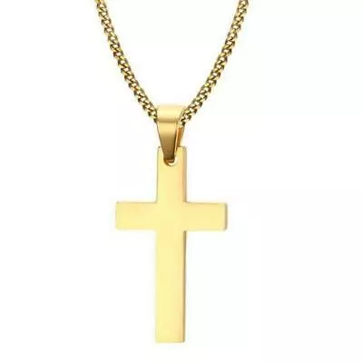 Crystal Cross Pendant Necklace Chain Crucifix Rhinestone Jewellery Men Women UK • £2.99