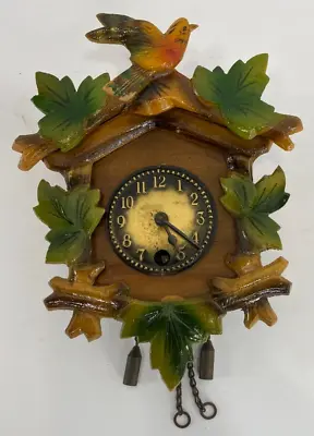 Vintage German Animated Miniature Bird Cuckoo Clock - No Key Untested • $35