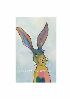 Painting Original A6 Cute Bunny Rabbit Sold Unframed By Kenna • $25