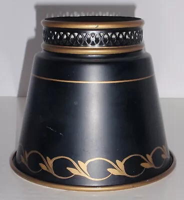 Vintage Tole Metal Clip-On Edison Based Black And Gold Stencil Lamp Shade • $38.50