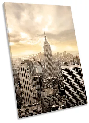 £29.99 • Buy New York City Skyline Cream Framed CANVAS WALL ART Print Picture