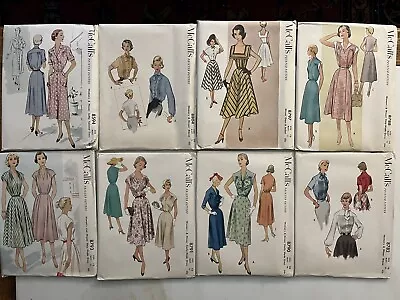 Lot Of 8 Unopened/Uncut Vintage 1950s McCall Sewing Patterns - Size 18 • $5.50